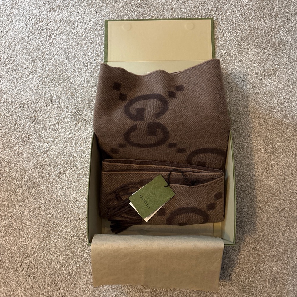 Gucci Brown Patterned Scarf